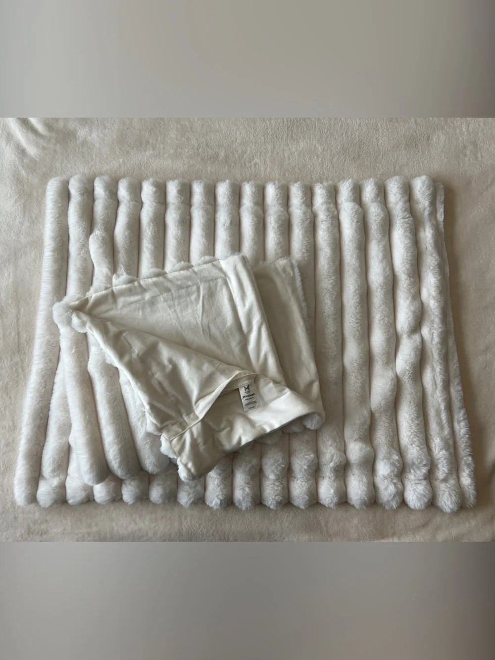 Plush Ribbed standard pillow shams in Cream - Soft Luxe Bedding